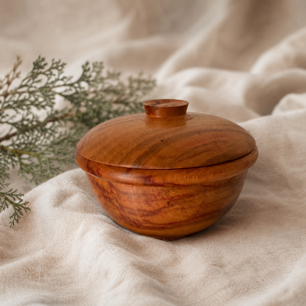 Plum Wood Lidded Vessel